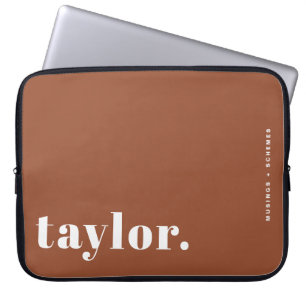 Housse Pour Ordinateur Portable Typographie rétro Terracotta Personnalisé