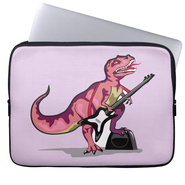 Housse Pour Ordinateur Portable Tyrannosaurus Rex Jouant La Guitare. (Devant)