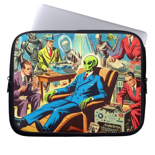 Housse Pour Ordinateur Portable Ufo Alien Sci-fi Retro Comics (Devant)