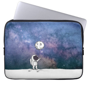 Housse Pour Ordinateur Portable Un astronaute dans l'espace avec un ballon de lune