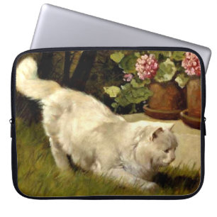Housse Pour Ordinateur Portable Un chat persan blanc regardant une coccinelle,