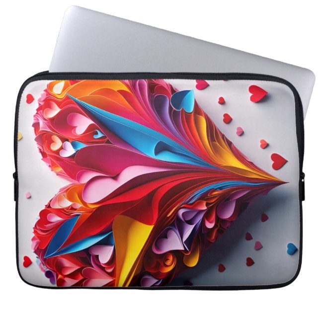 Housse Pour Ordinateur Portable Un coeur en origami (Devant)