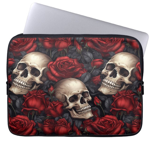 Housse Pour Ordinateur Portable Un crâne et une série Rose 10 (Devant)