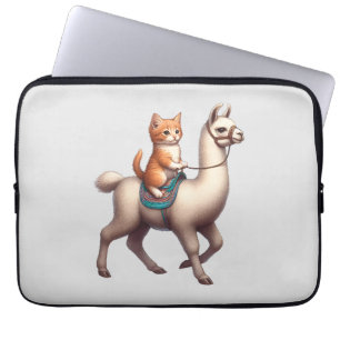 Housse Pour Ordinateur Portable Un Cudtly Kitten Riding Fluffy Llama, Cat et Llama