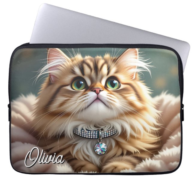 Housse Pour Ordinateur Portable Un Cute Tabby Tabby Personnalisé Fluffé Chat (Devant)