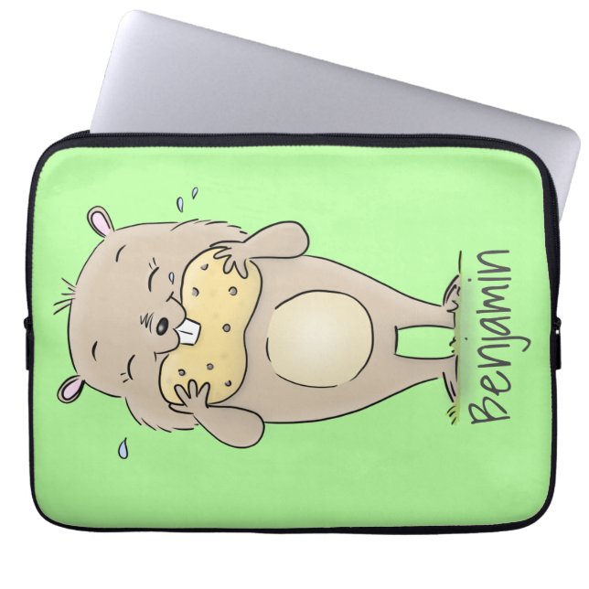 Housse Pour Ordinateur Portable Un joli hamster souriant avec un dessin animé d'ar (Devant)