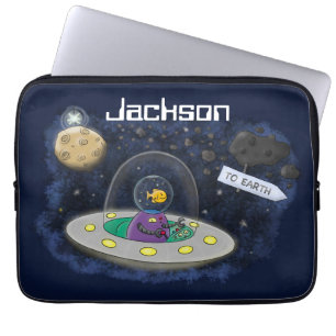 Housse Pour Ordinateur Portable Un joli poisson heureux dans l'espace dessin animé