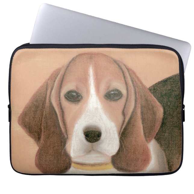 Housse Pour Ordinateur Portable Un mignon chien intelligent. Pastel (Devant)