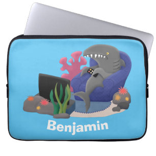 Housse Pour Ordinateur Portable Un requin drôle en regardant la bande dessinée de