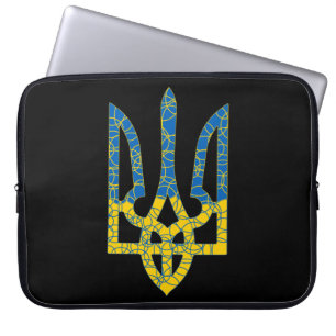 Housse Pour Ordinateur Portable Un trident ukrainien texturé drapeau d'Ukraine cou