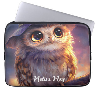 Housse Pour Ordinateur Portable Une chouette portant un Casquette sorcier