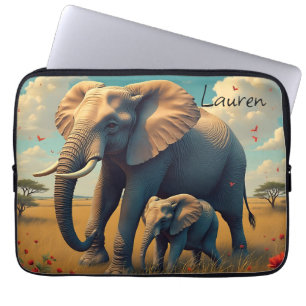 Housse Pour Ordinateur Portable Une douce maman sentimentale et un éléphant de béb