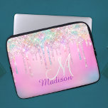 Housse Pour Ordinateur Portable Unicorne rose mignonne Parties scintillant arc-en-<br><div class="desc">Parties scintillant chic et élégante girly iridescente gouttes en rose arc-en-ciel unicorne pour créer une pochette d'ordinateur portable design unique. Ajoutez du style à votre bureau, à votre bureau ou à votre espace personnel avec un nom personnalisé chic et élégant et une pochette monogramme pour ordinateur portable portable.. personnalisez-le avec...</div>