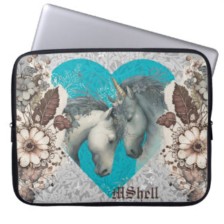 Housse Pour Ordinateur Portable "Unicornes, Coeurs et dentelle" personnalisable