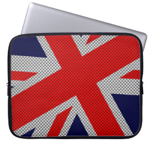 Housse Pour Ordinateur Portable Union Jack sur les couleurs de fibre de carbone