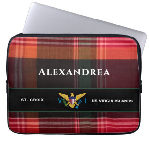 Housse Pour Ordinateur Portable US Virgin Islands Flag St. Croix Madras Custom