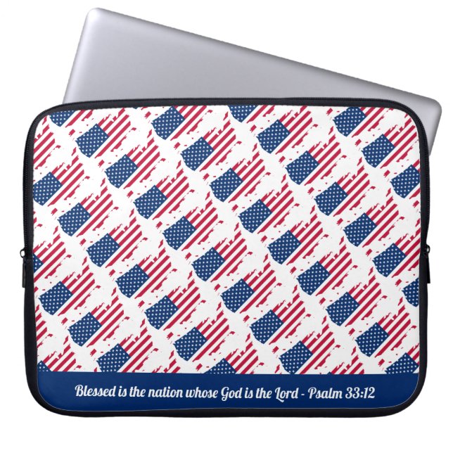 Housse Pour Ordinateur Portable USA AMERICAN FLAG Personnalisable Ecriture (Devant)