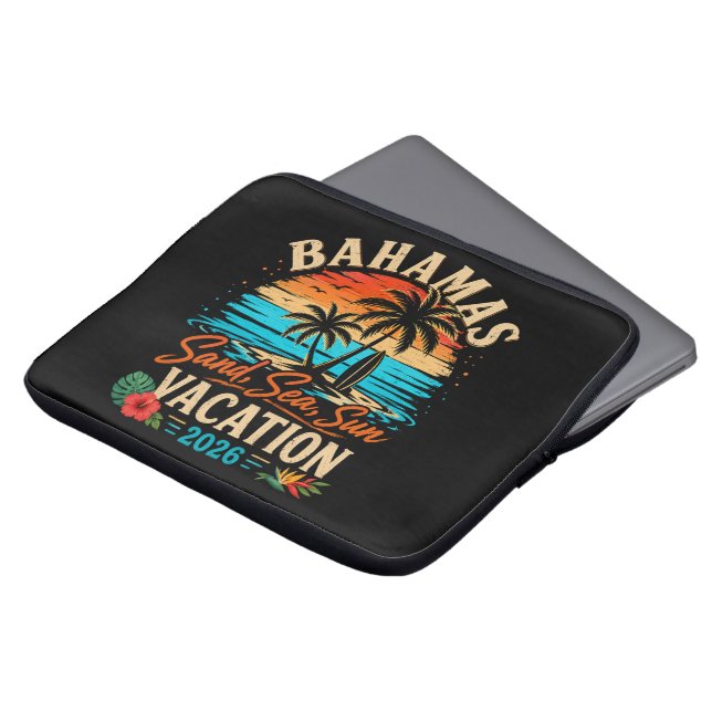 Housse Pour Ordinateur Portable Vacances Bahamas Sable Mer Soleil 2026 (Devant haut)