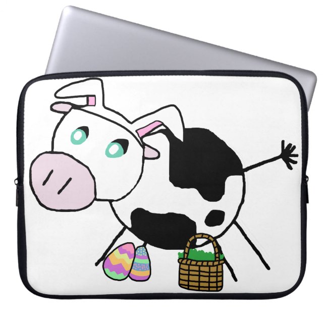 Housse Pour Ordinateur Portable Vache à lapin de Pâques (Devant)