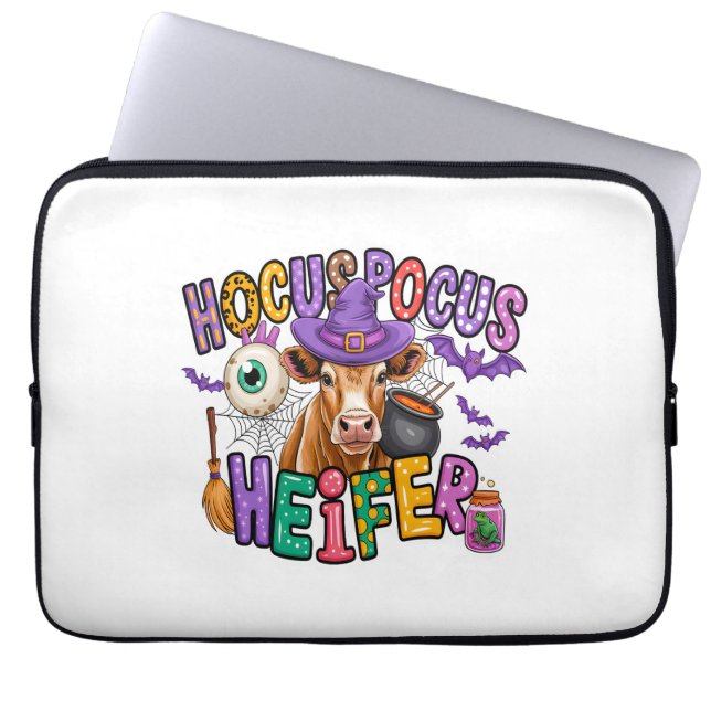Housse Pour Ordinateur Portable Vache de Halloween génisse Hocus Pocus (Devant)