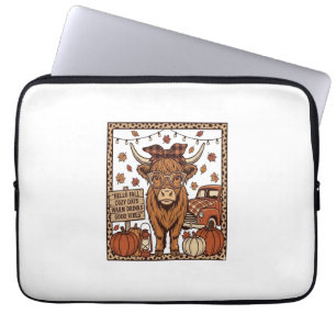 Housse Pour Ordinateur Portable Vache des Highlands Bonjour Automne Gravure Vintag