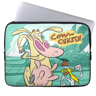 Housse Pour Ordinateur Portable Vache et poulet à courir graphique