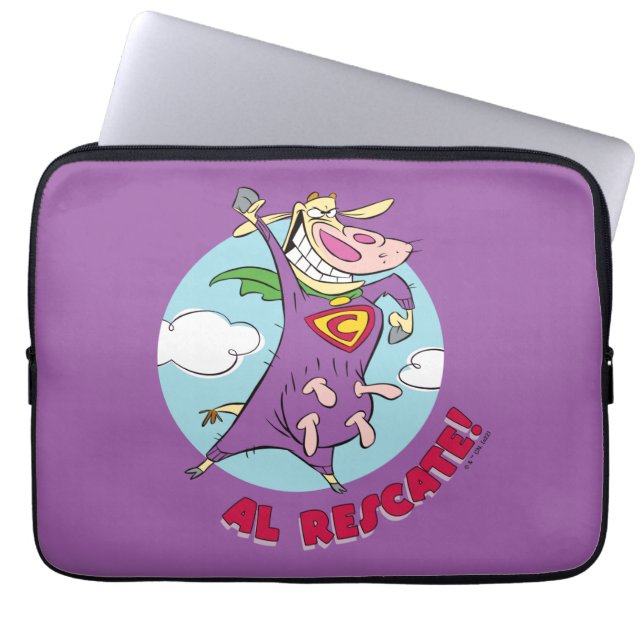 Housse Pour Ordinateur Portable Vache et poulet Super Vache Al Rescate! (Devant)