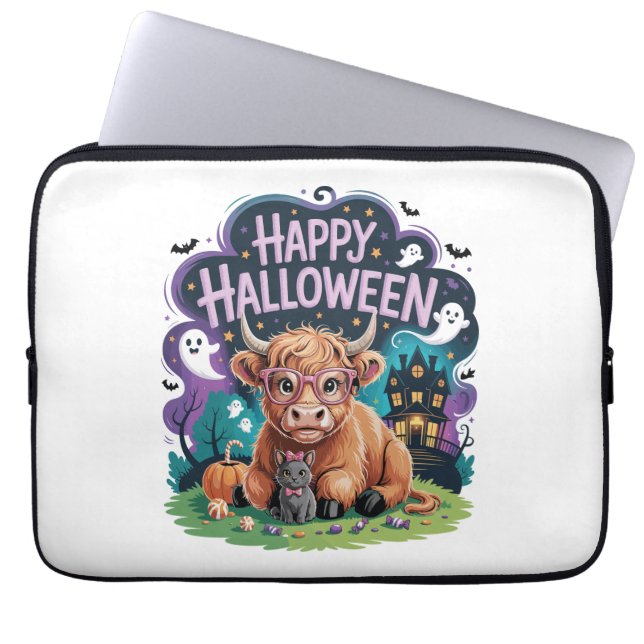 Housse Pour Ordinateur Portable Vache Halloween Cute Highland (2) (Devant)