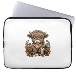 Housse Pour Ordinateur Portable Vache Highland d'automne Art de ferme vintage d'au