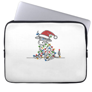 Housse Pour Ordinateur Portable Vache Père Noël - Lumières de Noël