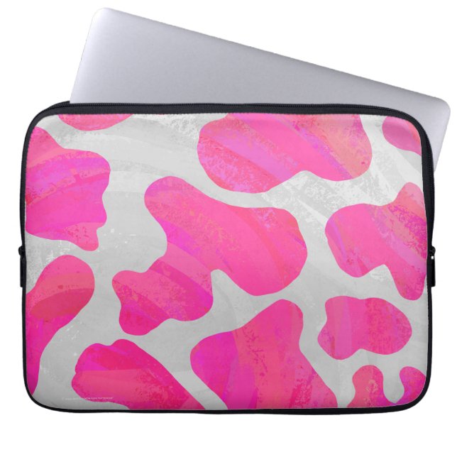 Housse Pour Ordinateur Portable Vache rose et blanc chaud (Devant)