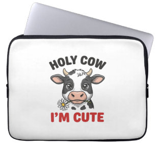 Housse Pour Ordinateur Portable Vache sacrée je suis mignon Gravure vintage de vac