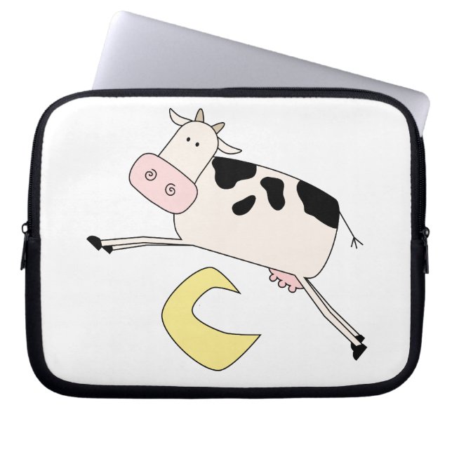 Housse Pour Ordinateur Portable Vache Saute sur la lune (Devant)