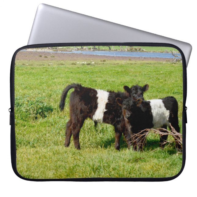 Housse Pour Ordinateur Portable Vaches Galloway Bébé Dans Le Pays, (Devant)