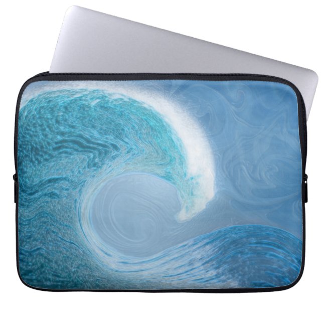 Housse Pour Ordinateur Portable Vague Bleue Artistique (Devant)
