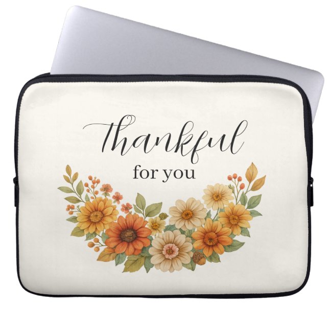 Housse Pour Ordinateur Portable Vague d'automne - Automne Floral Thanksgiving (Devant)