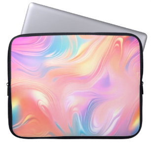 Housse Pour Ordinateur Portable Vagues abstraites roses bleues jaunes néon branché