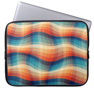 Housse Pour Ordinateur Portable Vagues Rétro Colorées Vintage