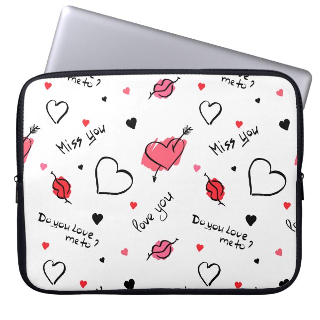 Housse Pour Ordinateur Portable Valentine's Hearts Arrow sans couture (Devant)