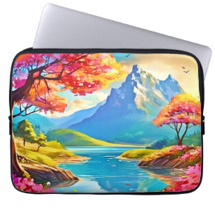 Housse Pour Ordinateur Portable Vallée du printemps : Vue sur la montagne