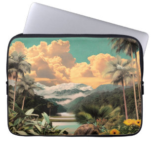 Housse Pour Ordinateur Portable Vallée Tropicale Surréelle Avec Palmiers