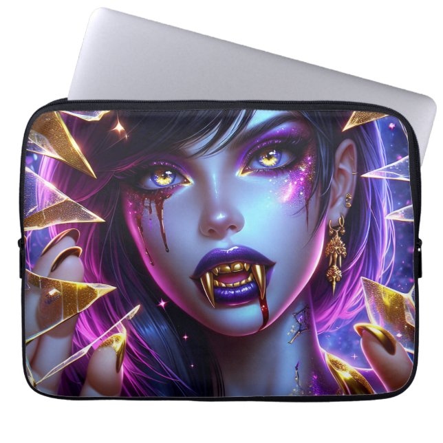 Housse Pour Ordinateur Portable Vampire avec Gold Fangs Ai Art (Devant)
