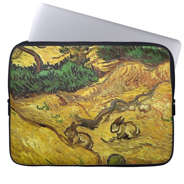 Housse Pour Ordinateur Portable Van Gogh - Champ avec deux lapins (Devant)