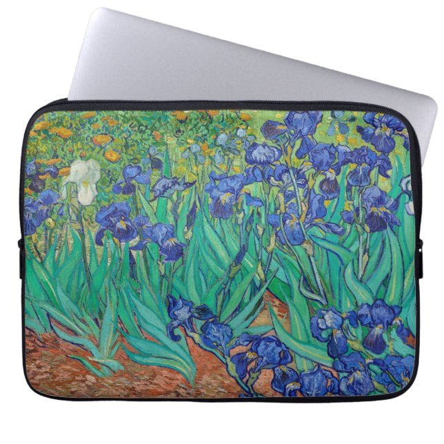Housse Pour Ordinateur Portable Van Gogh Irises. Impressionnisme vintage floral bl (Devant)