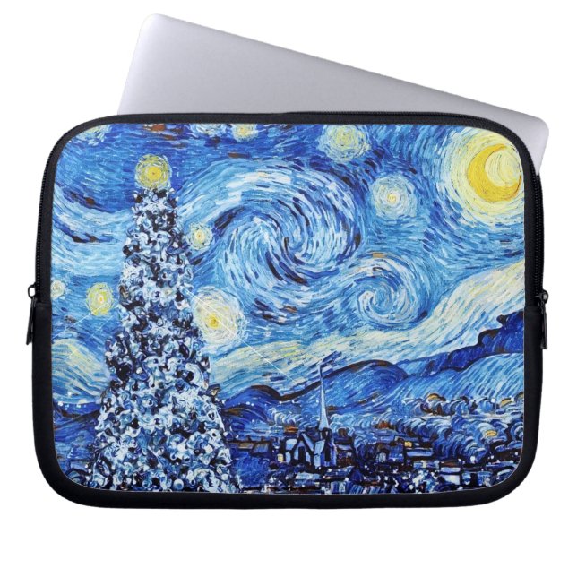 Housse Pour Ordinateur Portable Van Gogh - Nuit étoilée - Noël (Devant)