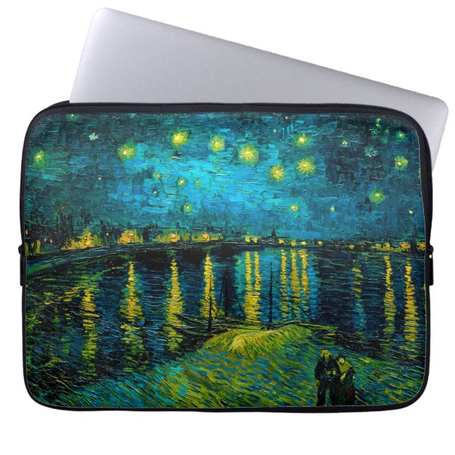 Housse Pour Ordinateur Portable Van Gogh Nuit étoilée sur le Rhône (Devant)