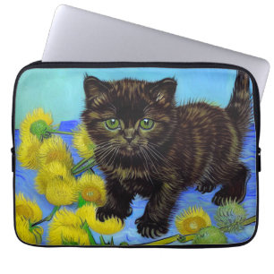 Housse Pour Ordinateur Portable Van Gogh Style Chat avec tournesol