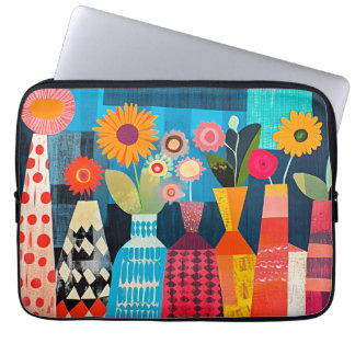 Housse Pour Ordinateur Portable Vase de fleurs abstrait moderne,
