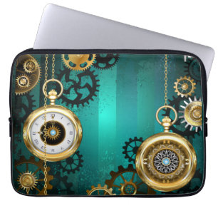 Housse Pour Ordinateur Portable Veille bijoux Steampunk sur un Arrière - plan vert
