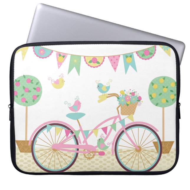 Housse Pour Ordinateur Portable Vélo rose mignon (Devant)